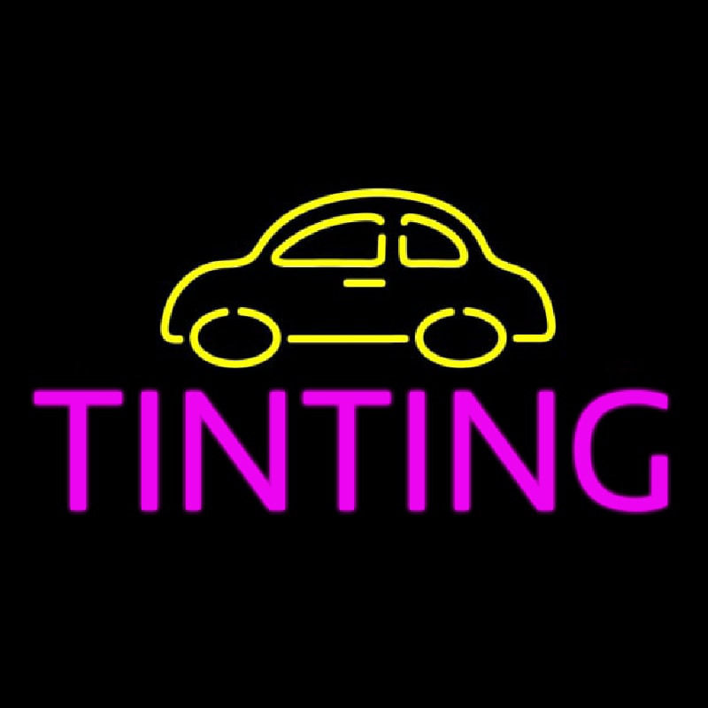 Yellow Car Pink Tinting Neonskylt