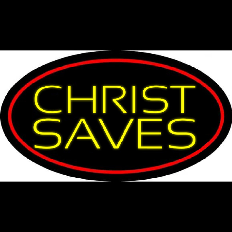 Yellow Christ Saves Neonskylt