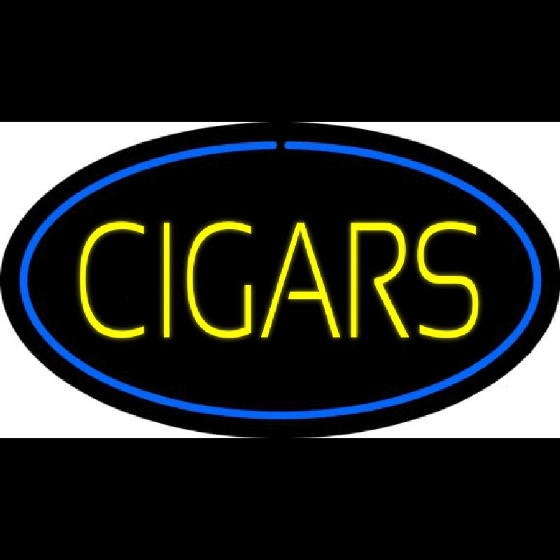 Yellow Cigars Blue Oval Neonskylt