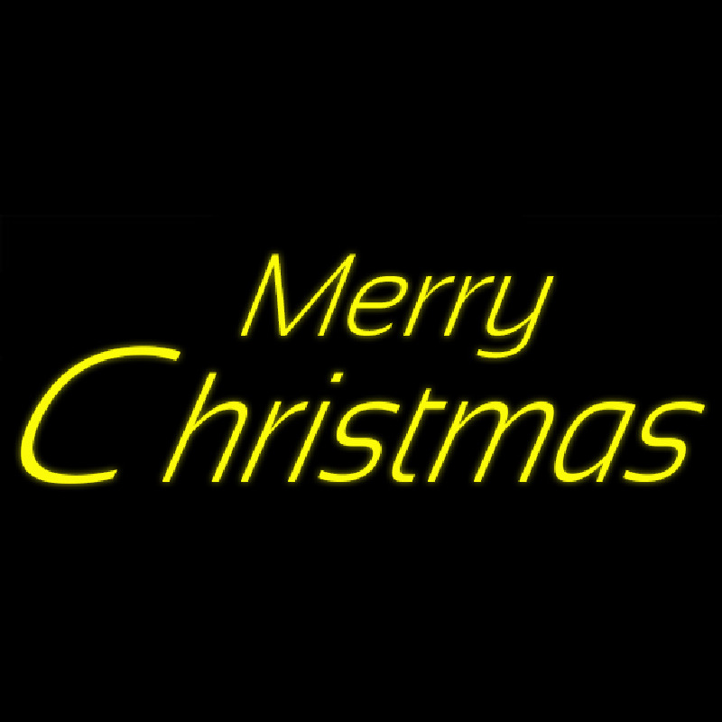 Yellow Cursive Merry Christmas Neonskylt