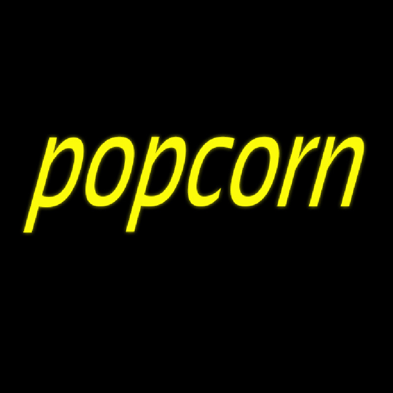 Yellow Cursive Popcorn Neonskylt