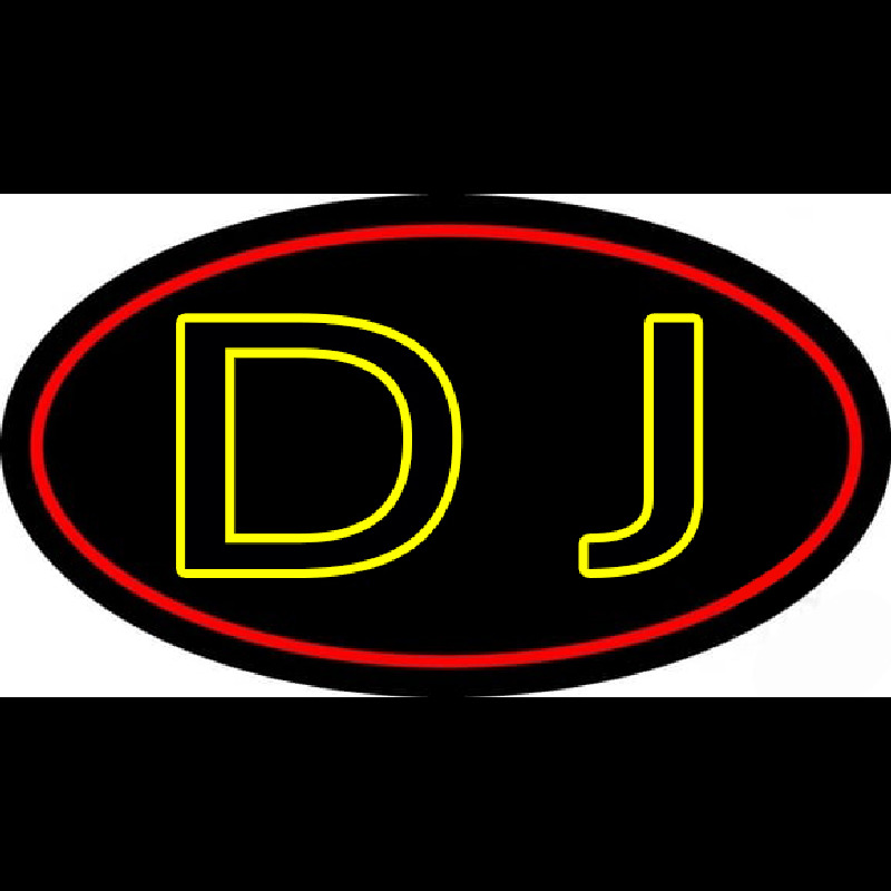 Yellow Dj Double Stroke Neonskylt