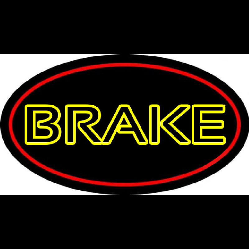 Yellow Double Stroke Brake With Border Neonskylt