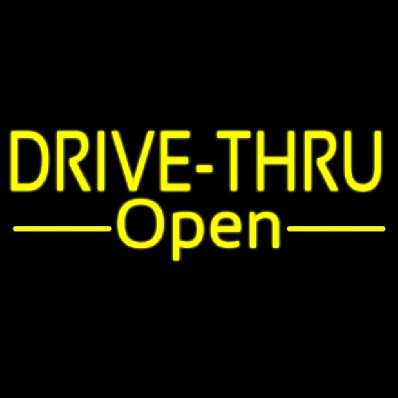 Yellow Drive Thru Open Neonskylt