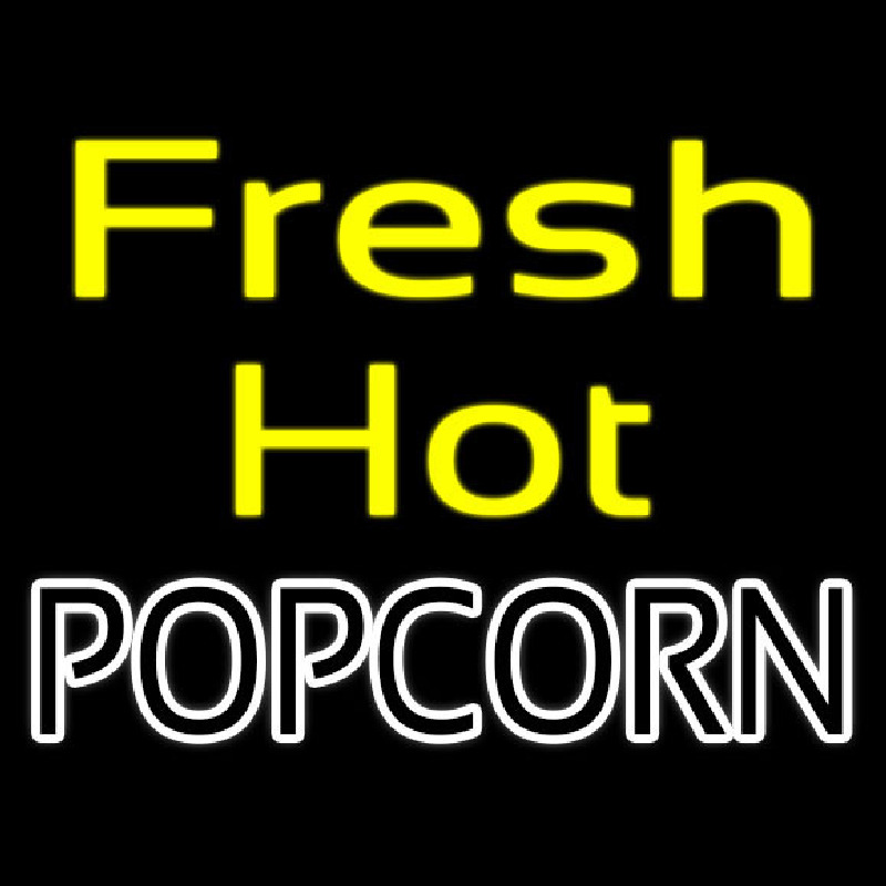 Yellow Fresh Hot White Popcorn Neonskylt