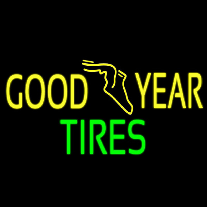 Yellow Goodyear Tires Neonskylt