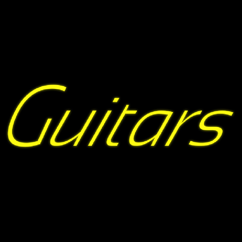 Yellow Guitars Cursive 1 Neonskylt
