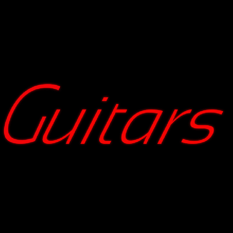 Yellow Guitars Cursive Neonskylt