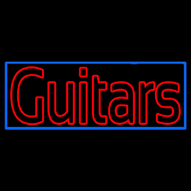 Yellow Guitars Green Line Neonskylt