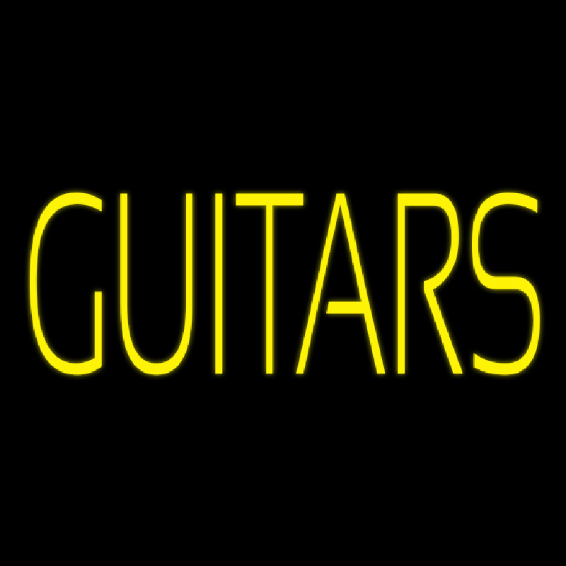 Yellow Guitars Green Line Neonskylt