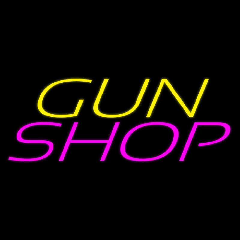 Yellow Gun Pink Shop Neonskylt