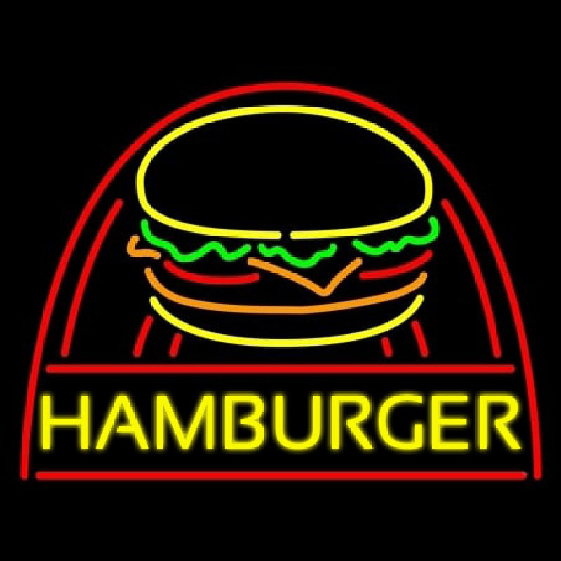 Yellow Hamburger With Logo Neonskylt