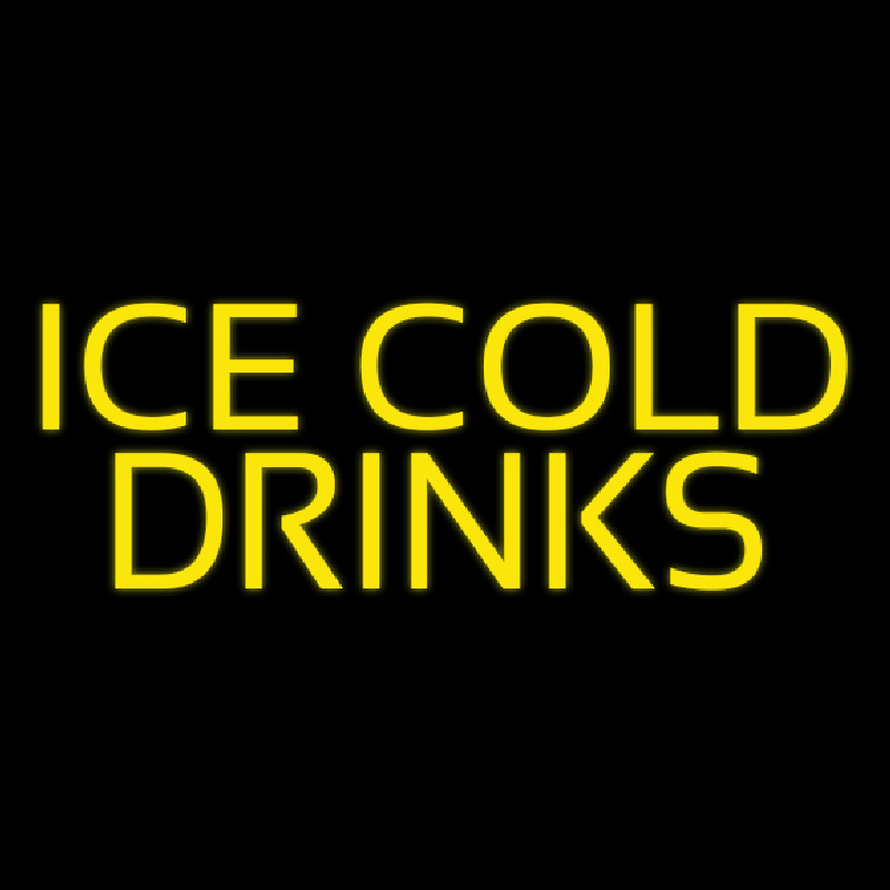 Yellow Ice Cold Drinks Neonskylt