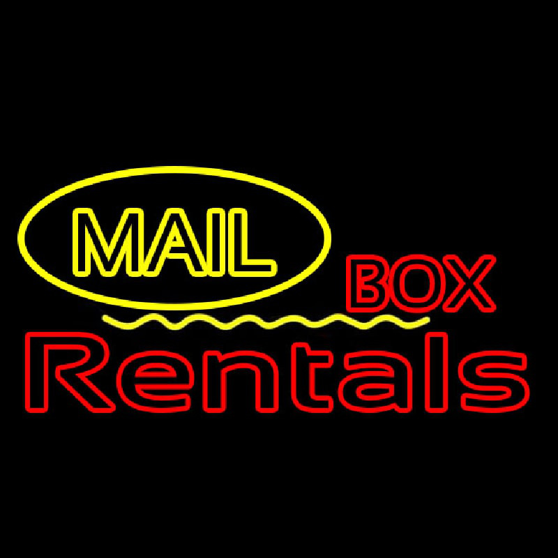 Yellow Mail Block Bo  Rentals Neonskylt