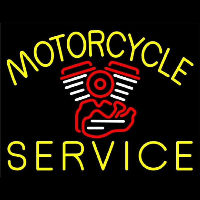 Yellow Motorcycle Service Neonskylt