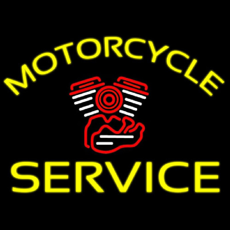 Yellow Motorcycle Service Neonskylt