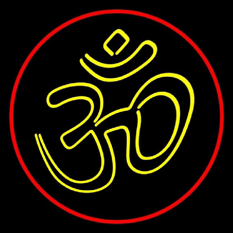 Yellow Om With Border Neonskylt