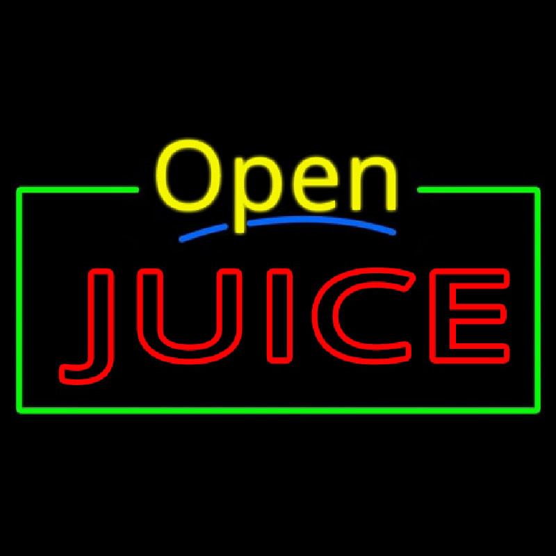 Yellow Open Double Stroke Juice Neonskylt