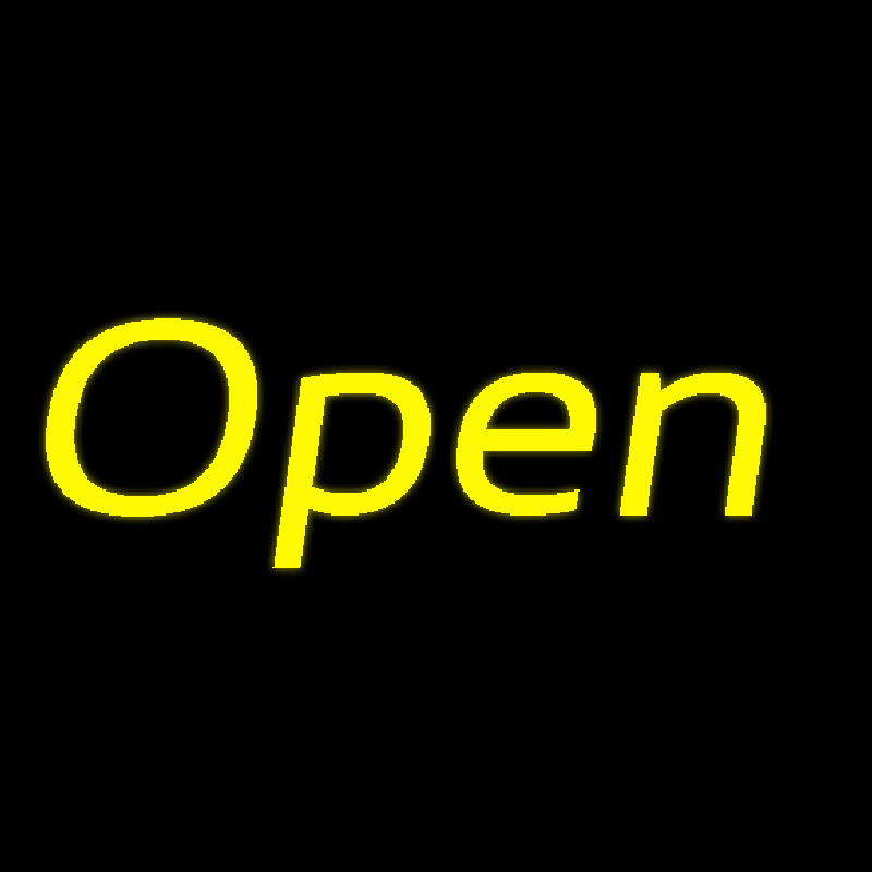 Yellow Open Neonskylt