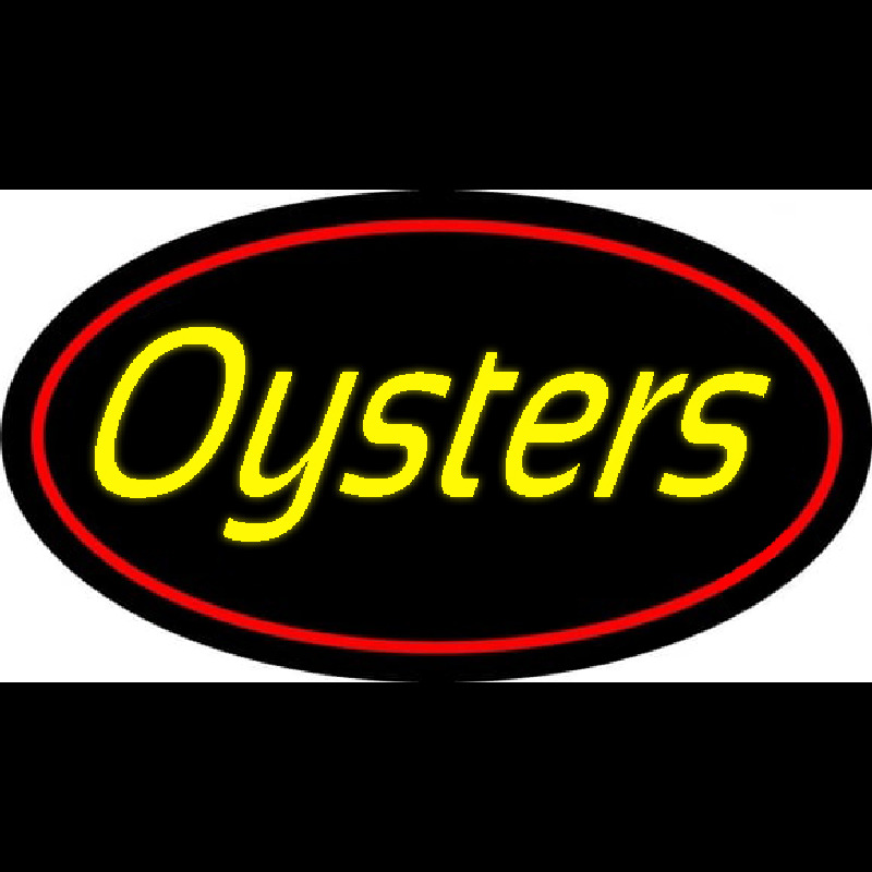 Yellow Oysters Red Oval Neonskylt