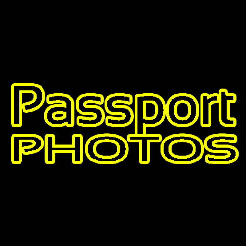 Yellow Passport Photos Block Neonskylt