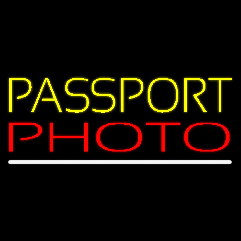 Yellow Passport Red Photo White Line Neonskylt