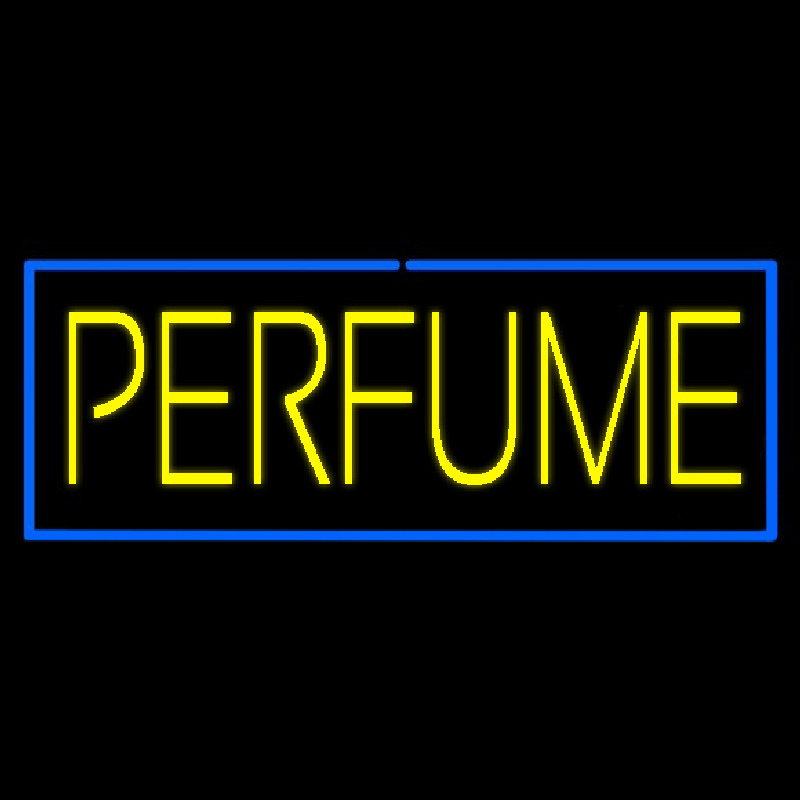 Yellow Perfume With Blue Border Neonskylt