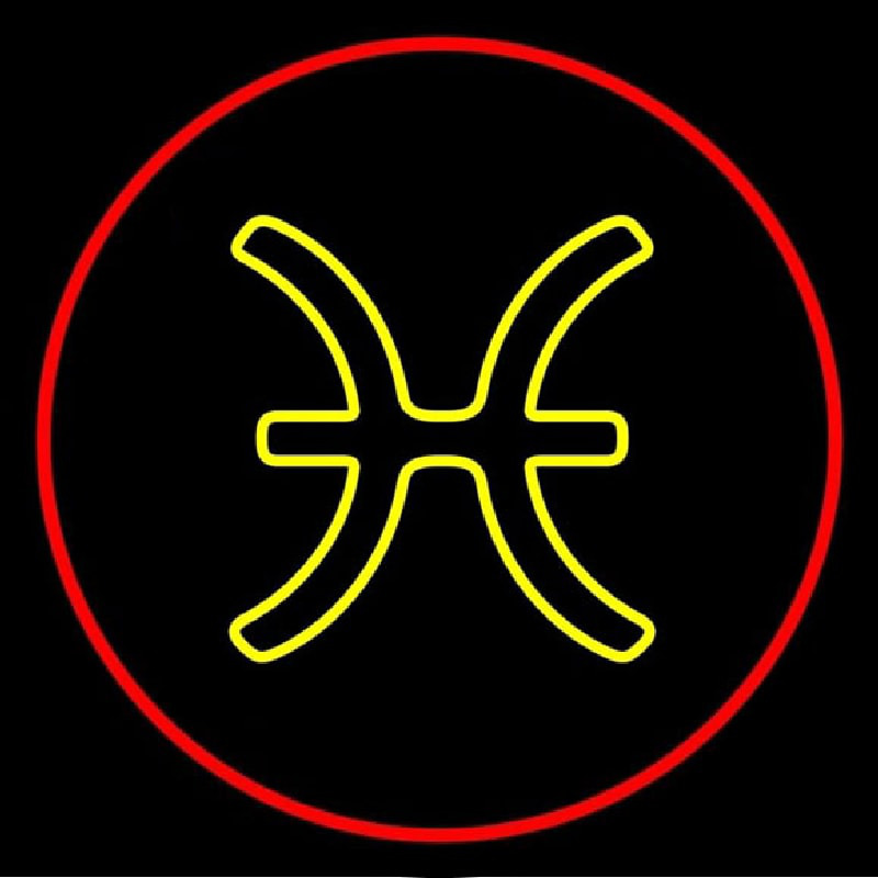 Yellow Pisces Red Border Neonskylt
