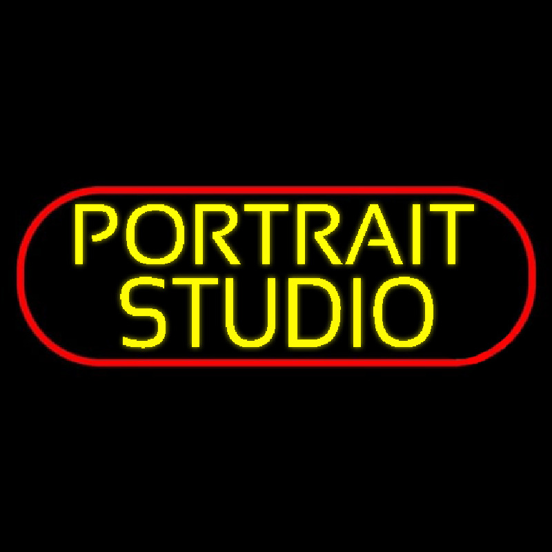 Yellow Portrait Studio Border Neonskylt