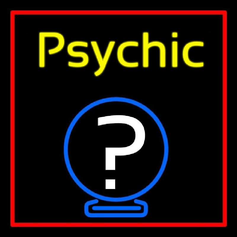 Yellow Psychic With Red Border Neonskylt