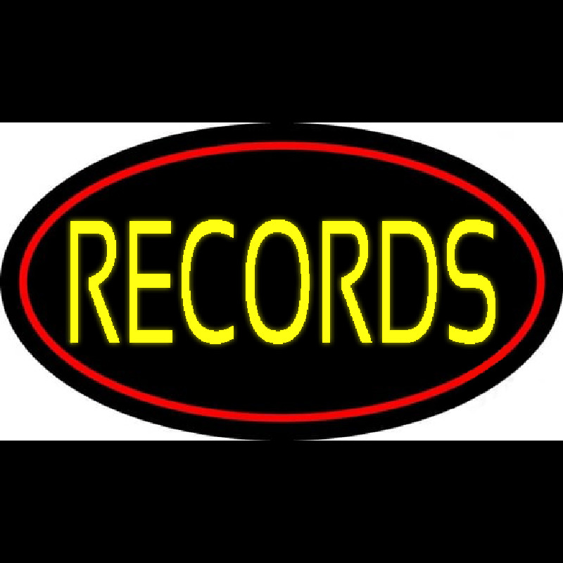 Yellow Records Red Border 2 Neonskylt