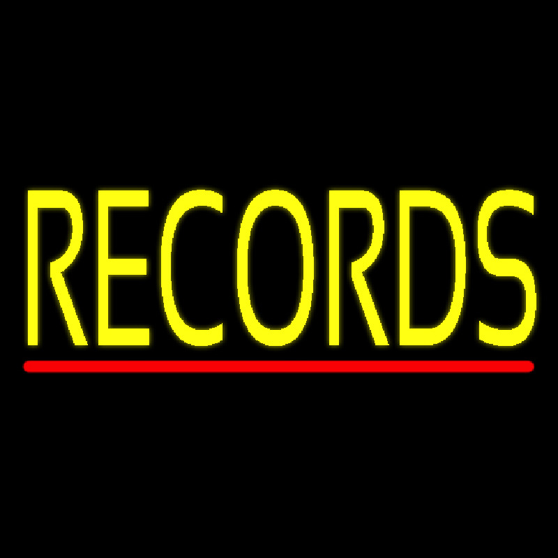 Yellow Records Red Line Neonskylt