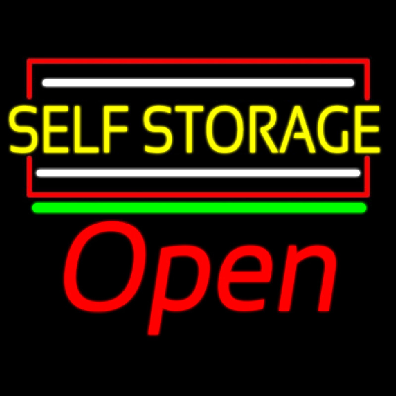 Yellow Self Storage Block With Open 1 Neonskylt