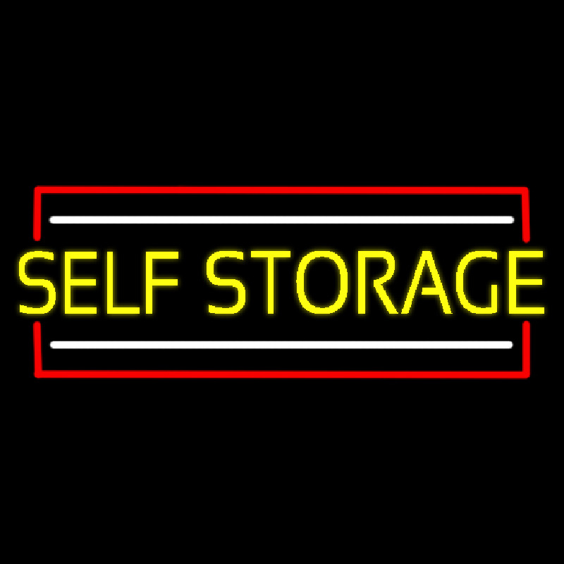 Yellow Self Storage Block With White Line Neonskylt