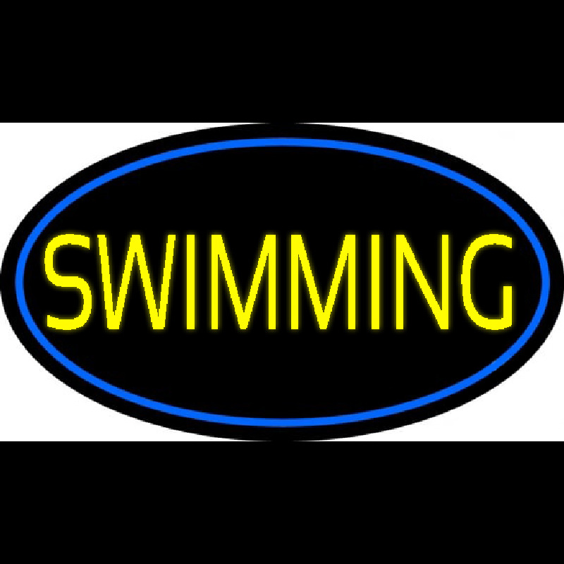 Yellow Swimming With Blue Border Neonskylt