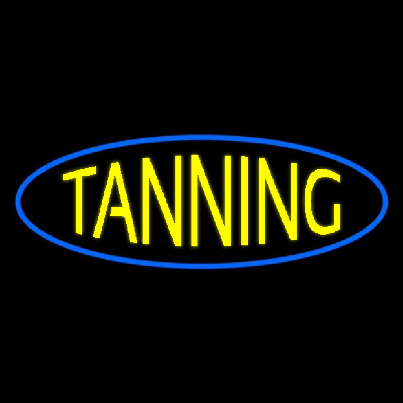 Yellow Tanning Blue Oval Neonskylt