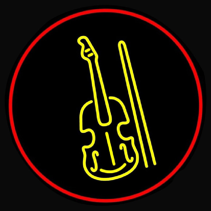 Yellow Violin Logo Red Border Neonskylt