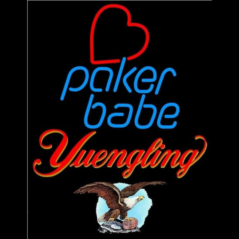 Yuengling Poker Girl Heart Babe Beer Sign Neonskylt