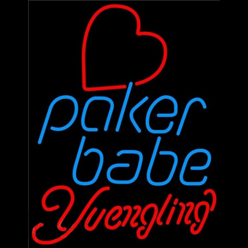 Yuengling Poker Girl Heart Babe Beer Sign Neonskylt