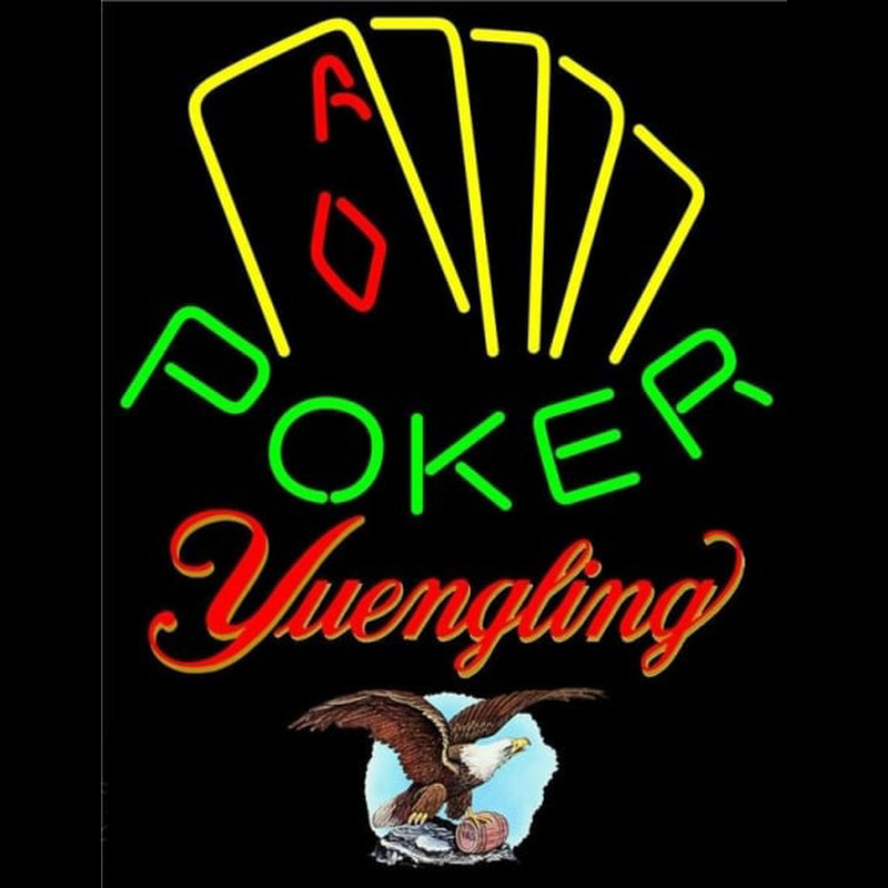 Yuengling Poker Yellow Beer Sign Neonskylt