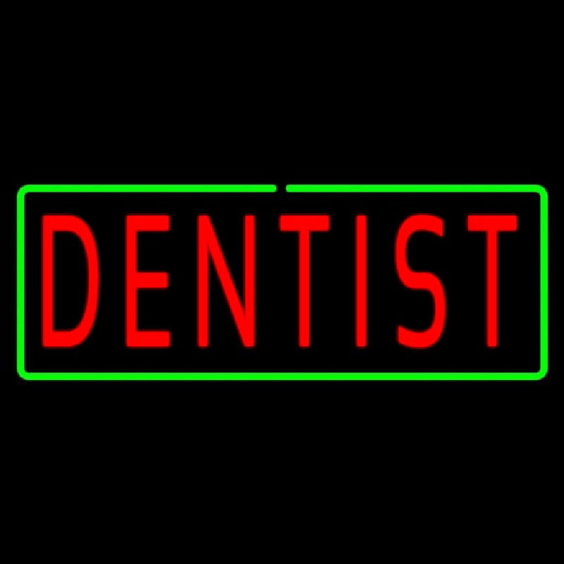 Red Dentist Green Border Neonskylt