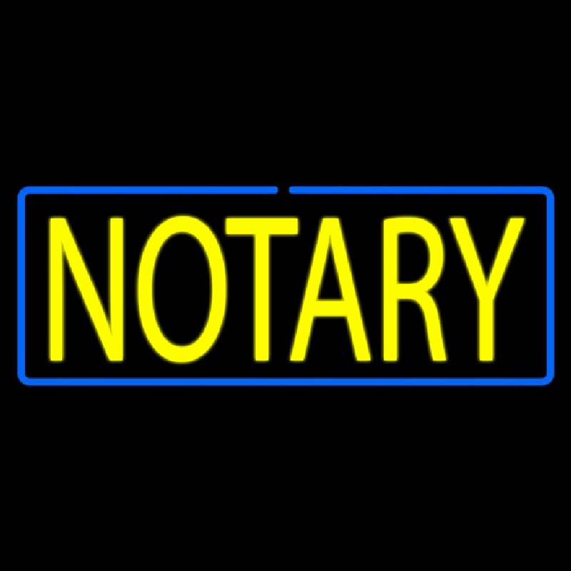 Yellow Notary Blue Border Neonskylt