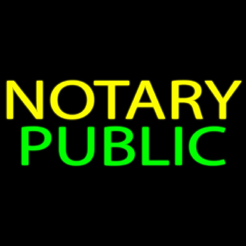 Yellow Green Notary Public Neonskylt
