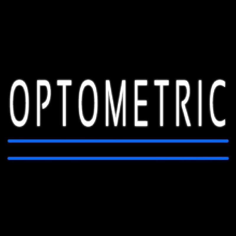 White Optometric Blue Lines Neonskylt