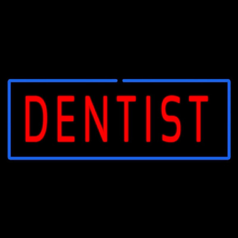 Red Dentist Blue Border Neonskylt