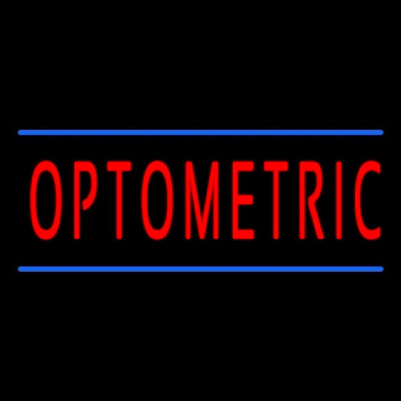 Red Optometric Blue Lines Neonskylt