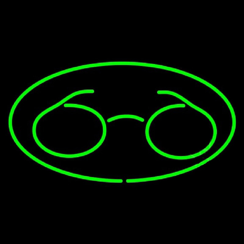 Glasses Logo Oval Green Neonskylt