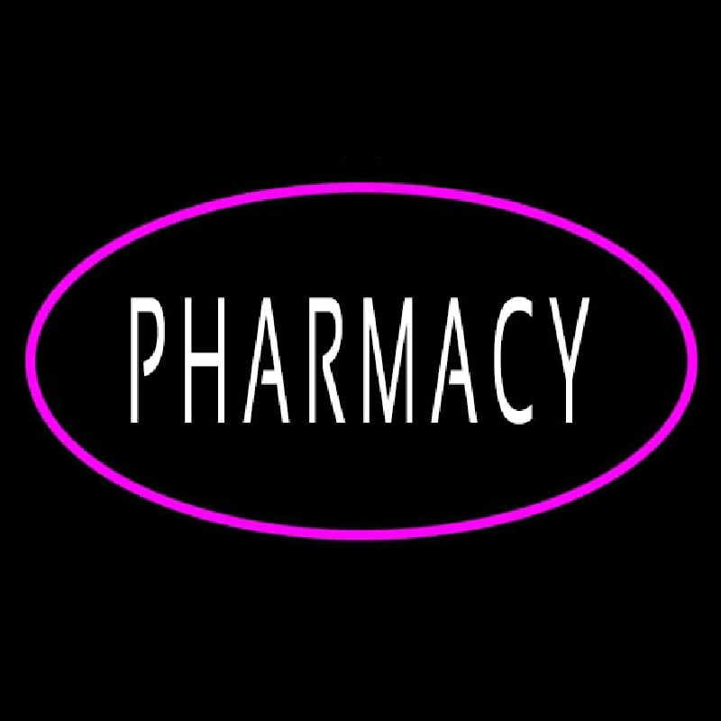 White Pharmacy Pink Oval Border Neonskylt