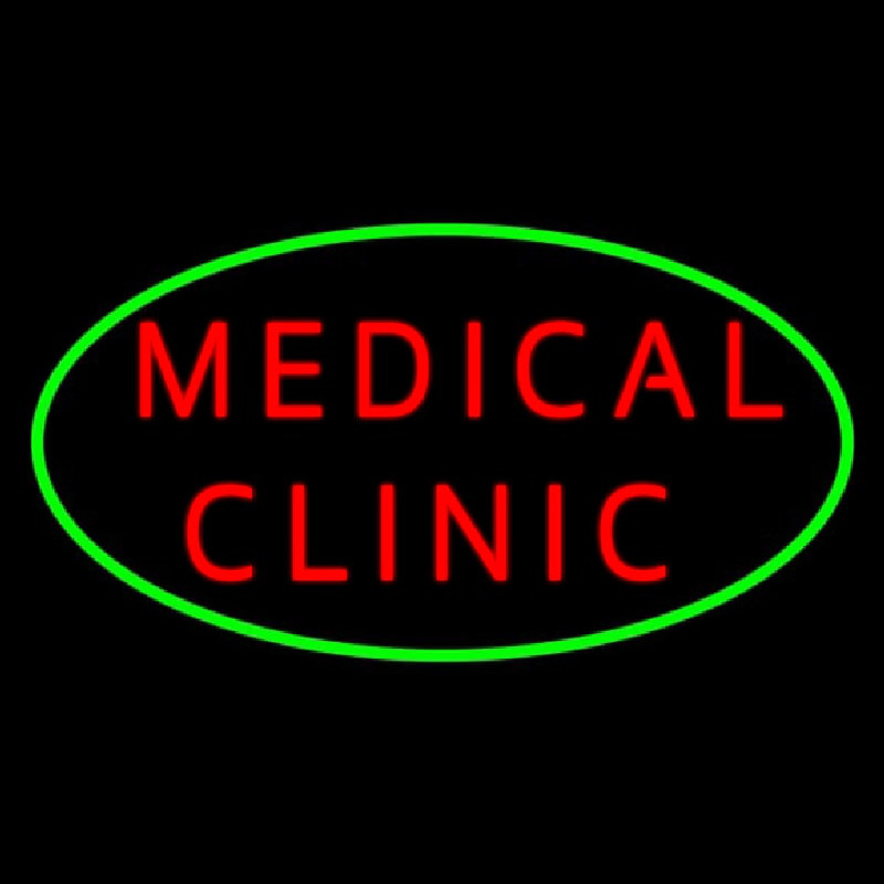 Red Medical Clinic Oval Green Neonskylt