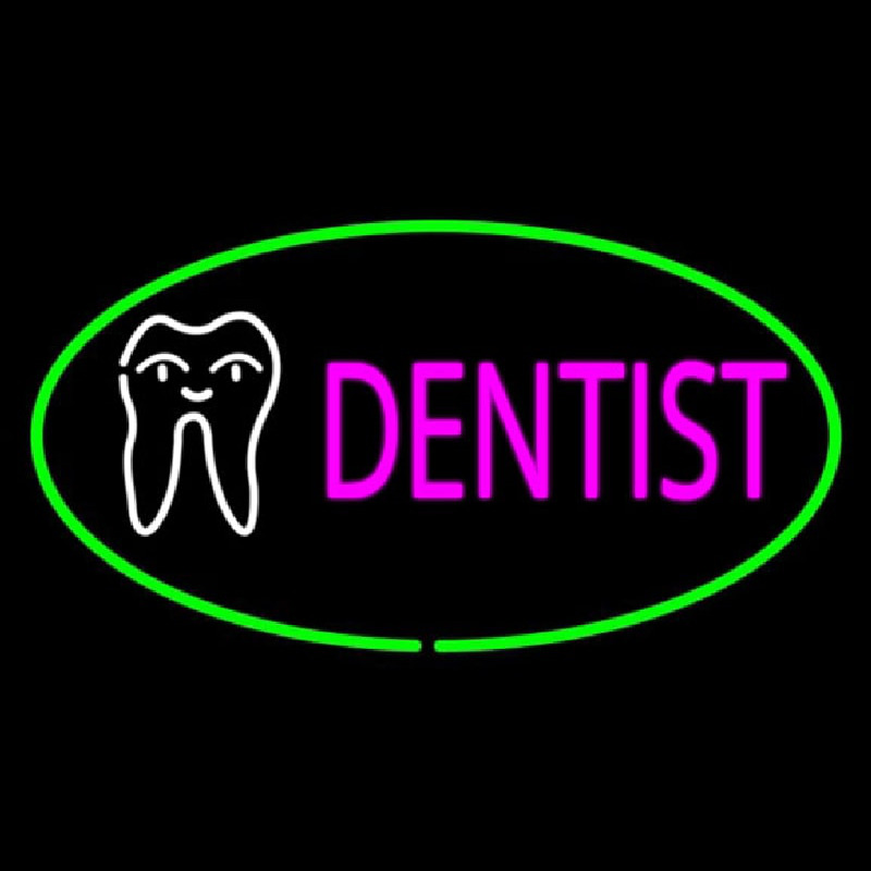 Pink Dentist Oval Green Neonskylt